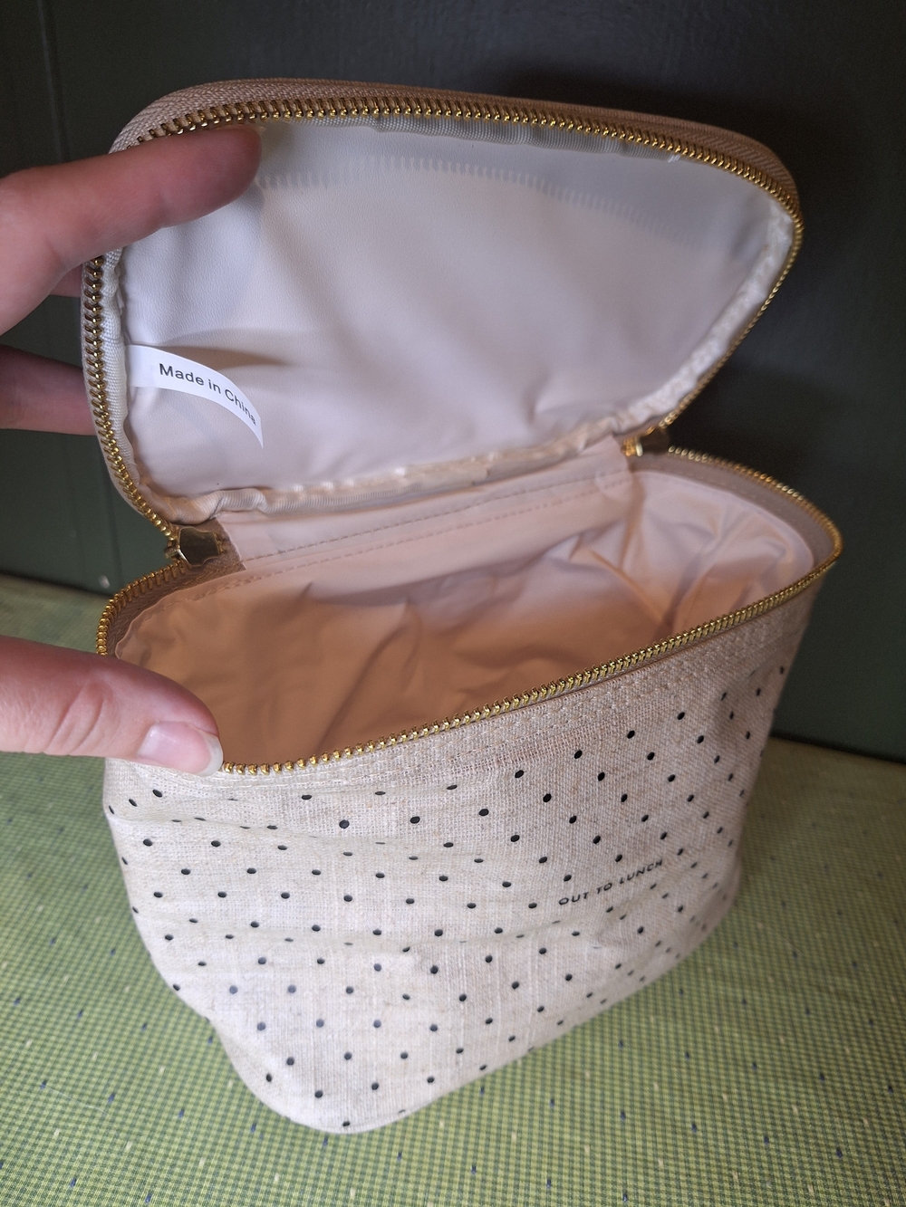 kate spade Insulated Tote Bag Polka Dot Case with Gold Hardware - Picture 3 of 6